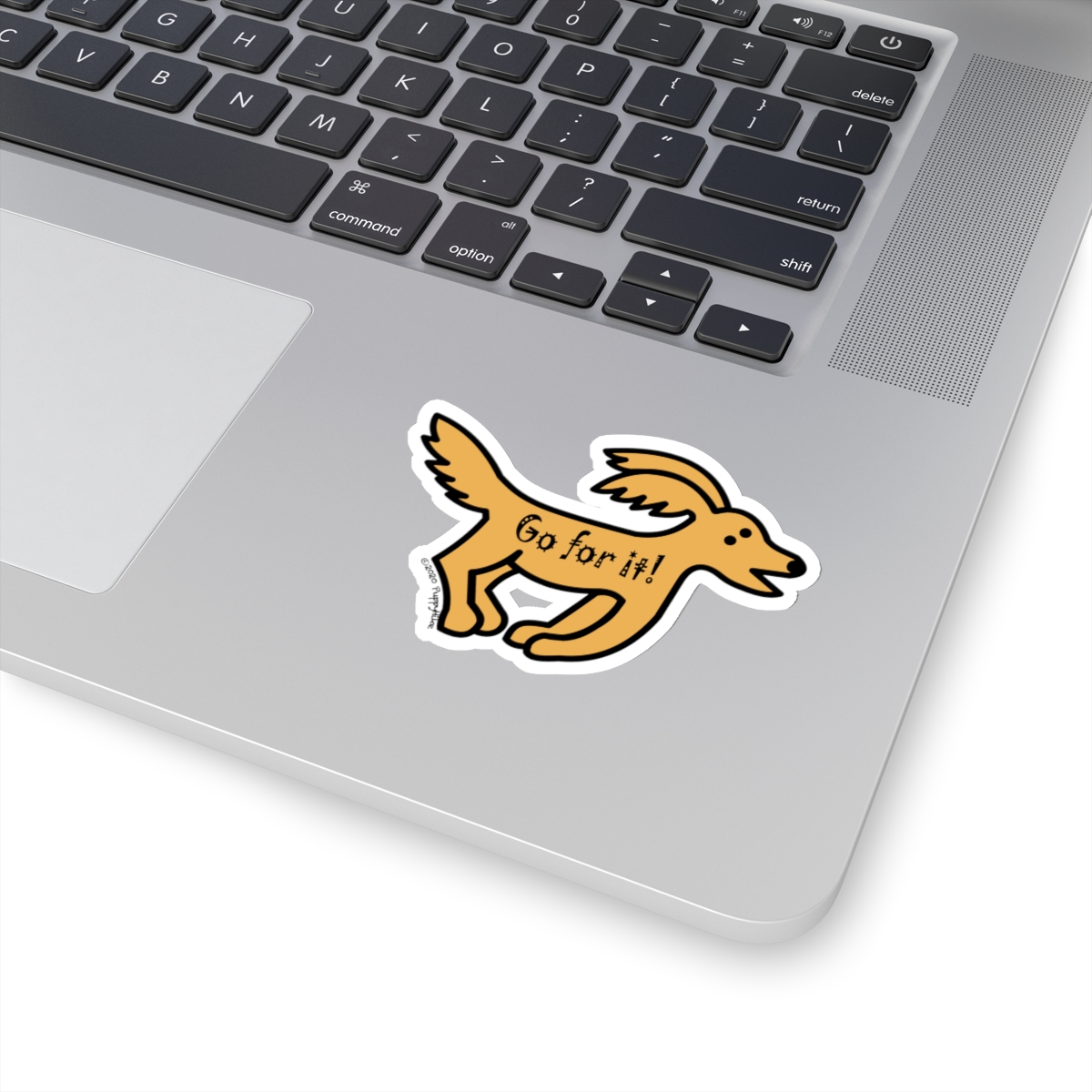 Go for It! Motivational Goldendoodle Transparent or White Edge Sticker - 4 sizes:2", 3", 4", 6" - Image 10