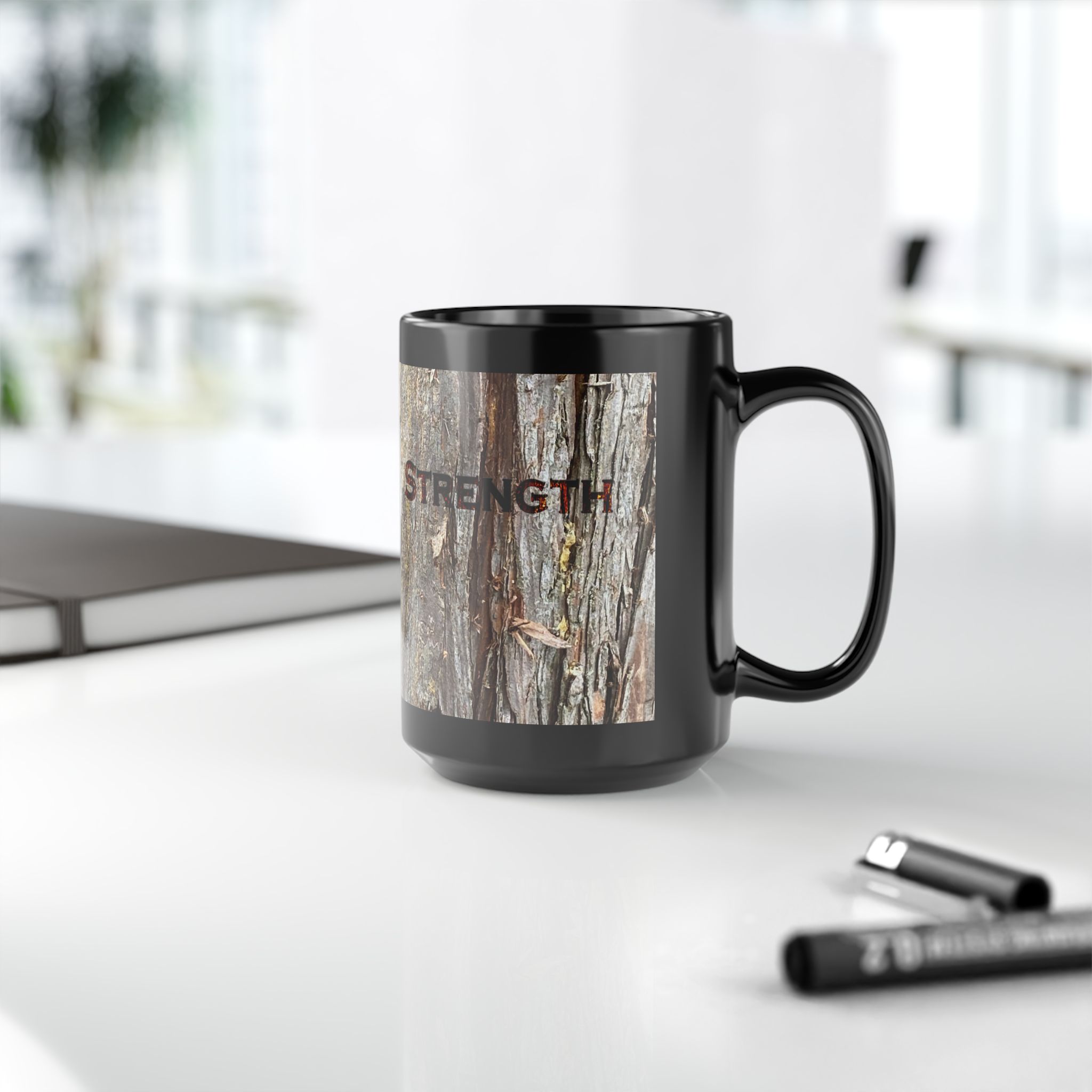 Strength in Tough Times - Original Tree Photo Black Coffee Mug (11oz, 15oz) - Image 17