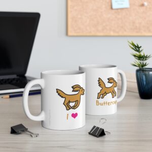 Custom Name on Front, I Love Goldendoodle on Back White Coffee Mug 11 oz