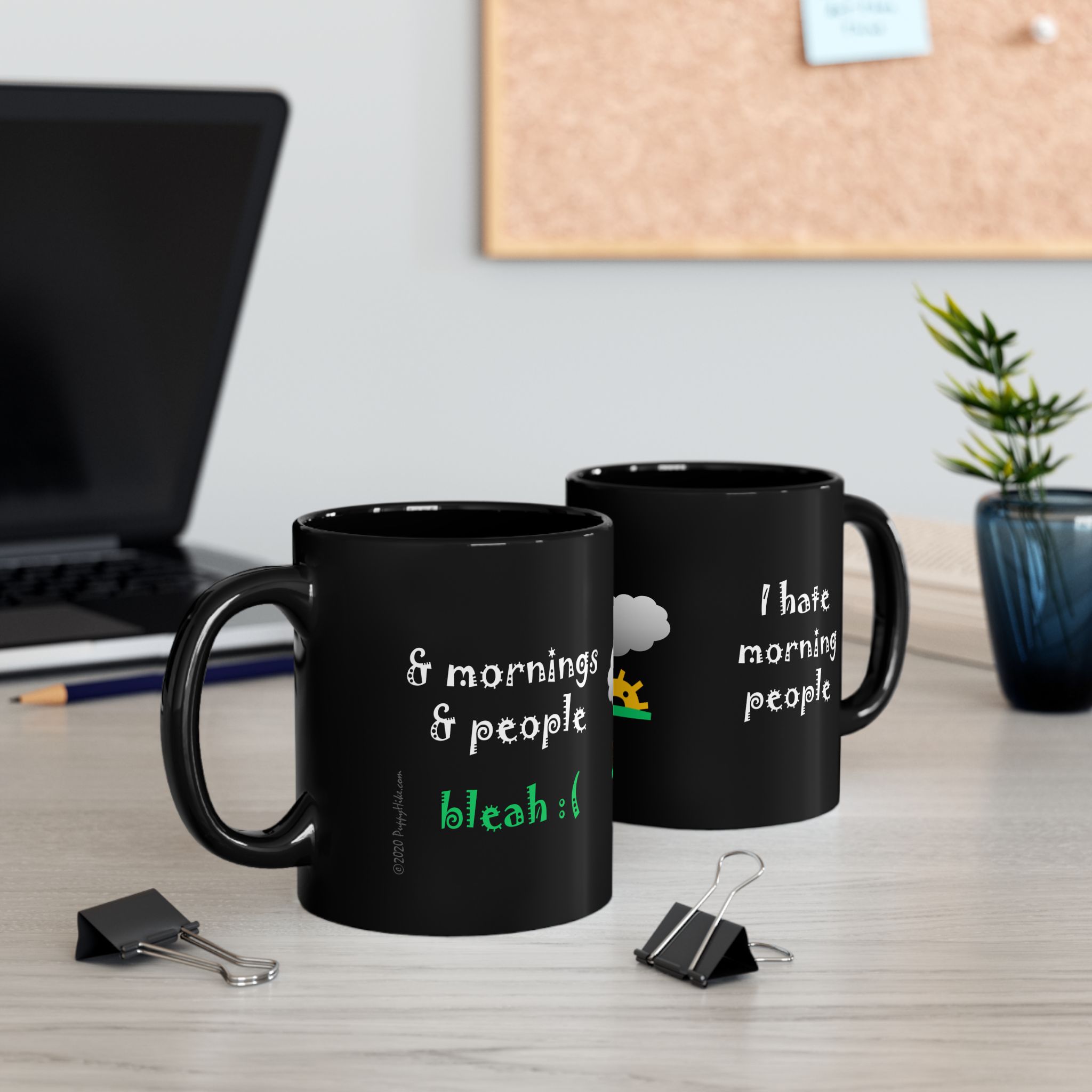 I hate morning people & mornings and people Big Gray Cloud at Sunrise Black Coffee Mug (11oz, 15oz)