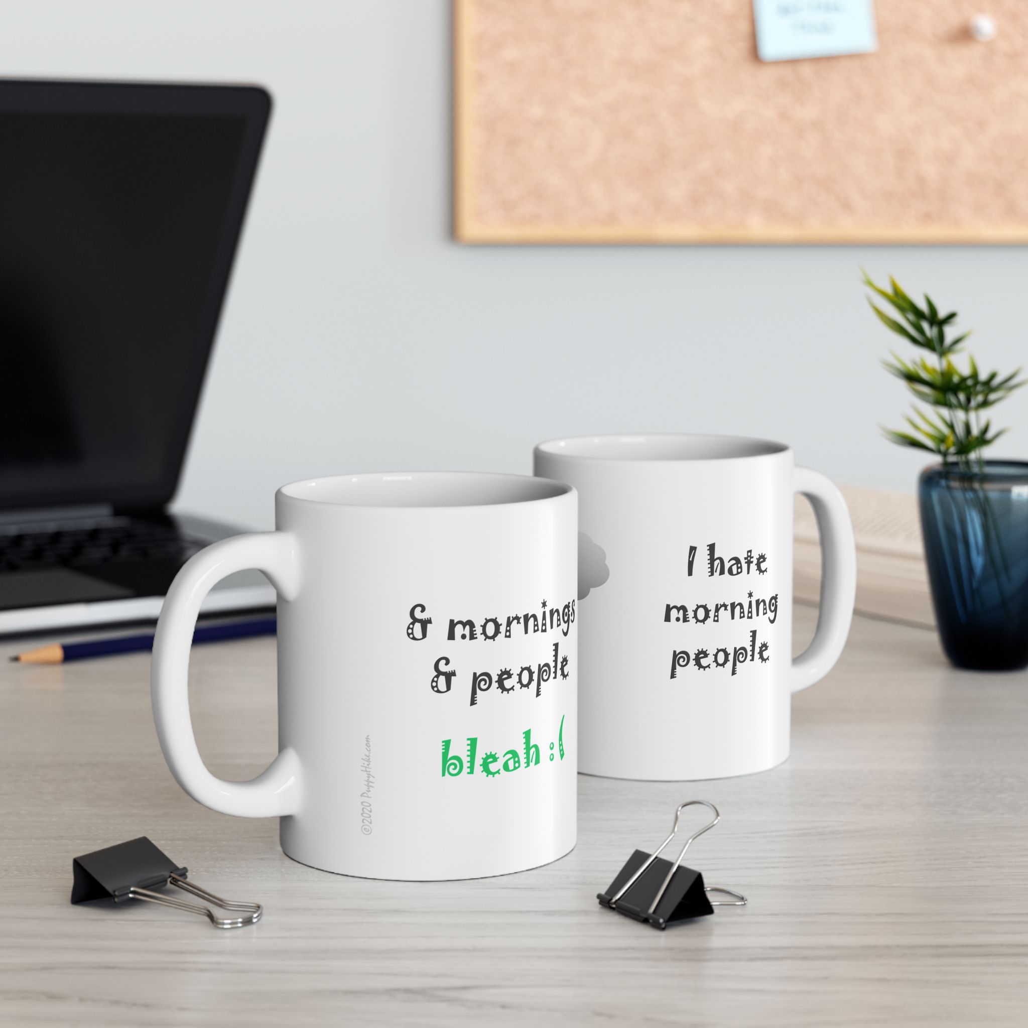 I hate morning people & mornings and people Big Gray Cloud at Sunrise White Coffee Mug, (11oz, 15oz)