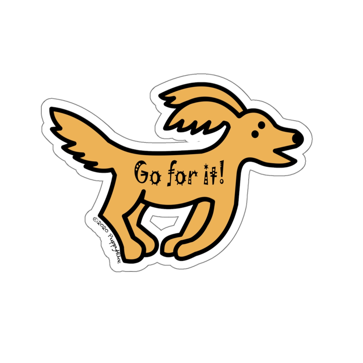 Go for It! Motivational Goldendoodle Transparent or White Edge Sticker - 4 sizes:2", 3", 4", 6" - Image 23