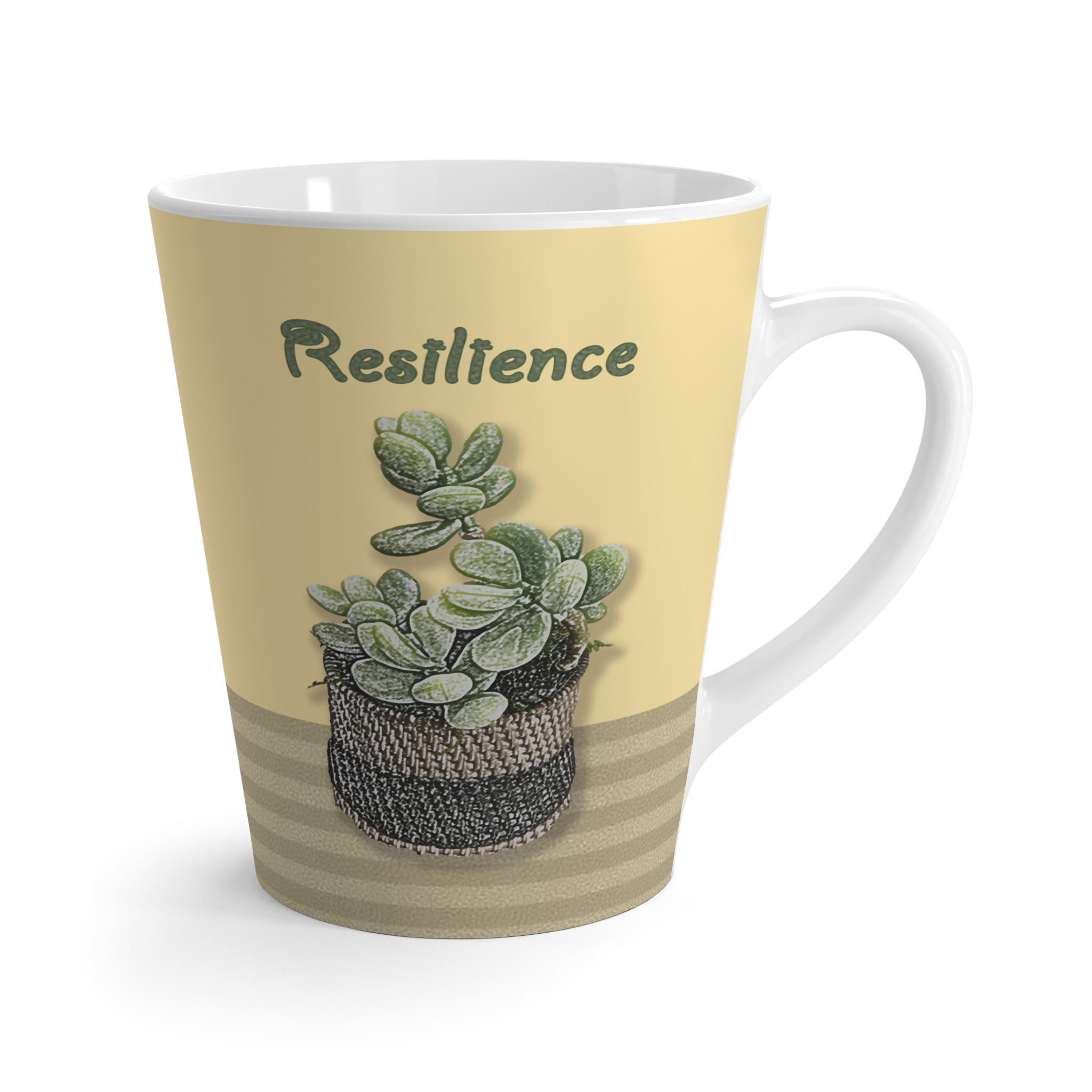 Be like a Succulent through Resilience Cactus Original Art and Quote on back Elegant Latte Coffee Mug 12 oz