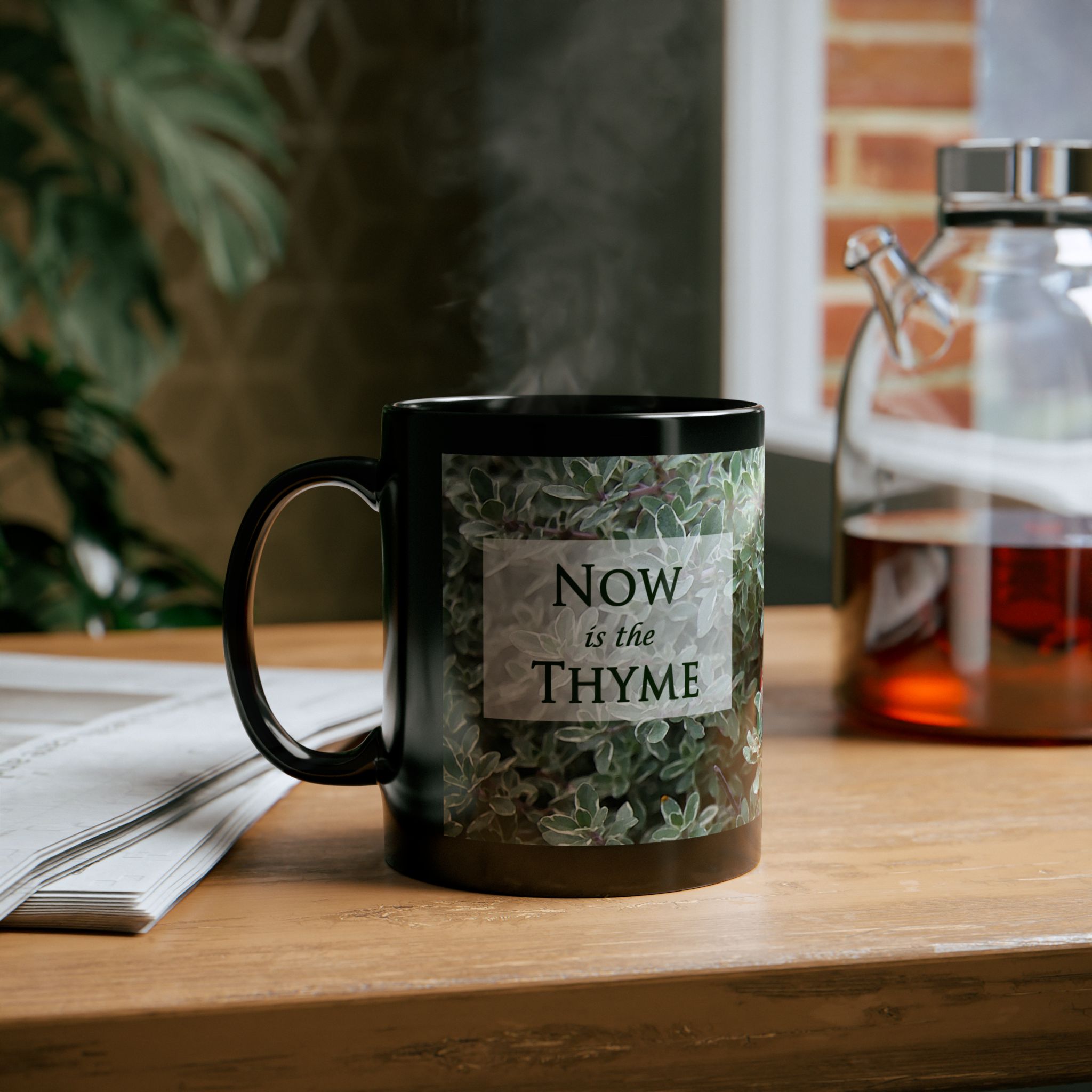 Thyme is of the Essence ~ Now is the Thyme on back ~ Procrastinators, Herb Lovers, Legal ~ Original Design Black Mug (11oz, 15oz) - Image 8