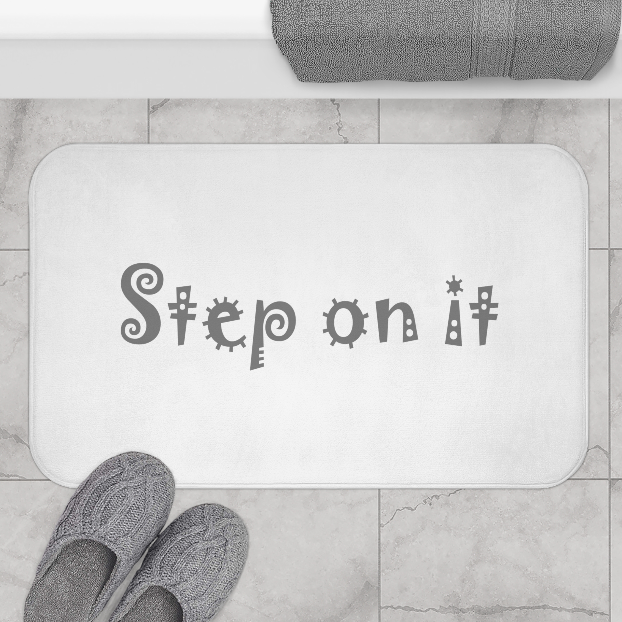 Step on it ~ Bath Mat Microfiber Anti-Skid ~ Perfect for People in a Hurry ~ Original Design ~ 2 sizes