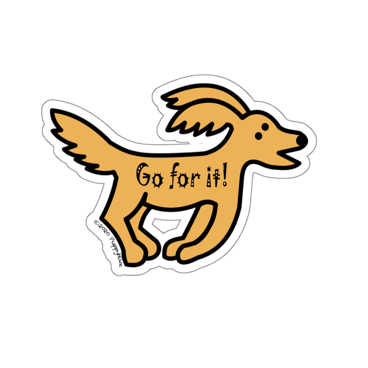 Go for It! Motivational Goldendoodle Transparent or White Edge Sticker - 4 sizes:2", 3", 4", 6" - Image 17
