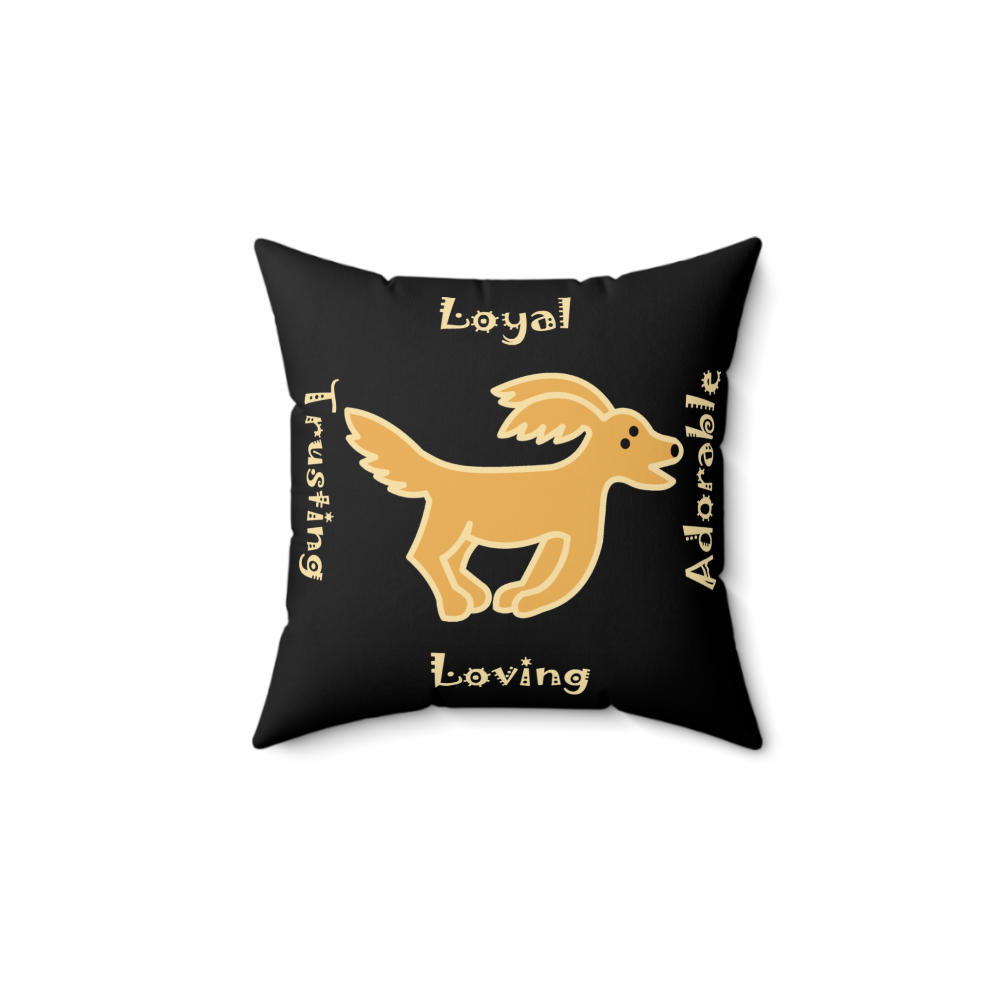 Love Goldendoodle Honesty on front, Loyal Loving Trusting Adorable on back, Faux Suede Square Pillow 4 sizes:14", 16",18", 20" square - Image 2