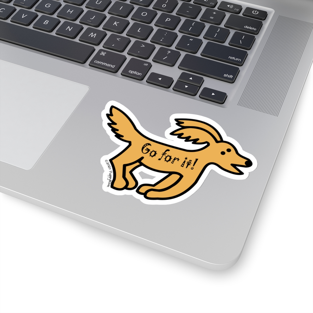 Go for It! Motivational Goldendoodle Transparent or White Edge Sticker - 4 sizes:2", 3", 4", 6" - Image 16